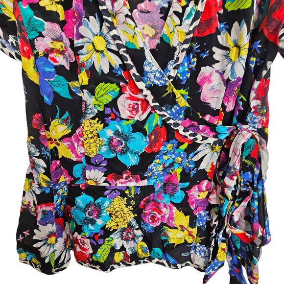 Nanette Lepore Womens Boquet Wrap Top Floral Artsy Whimsy Romantic Boho Size 6 - Picture 4 of 9